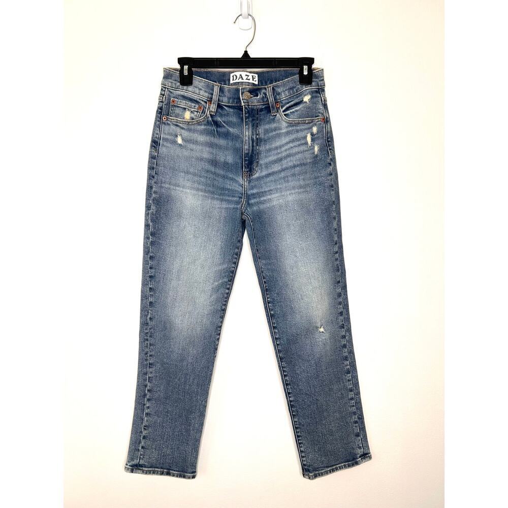 Daze Just Right Cropped Jeans Sz 26 Distressed Stretch Boho Denim Classic